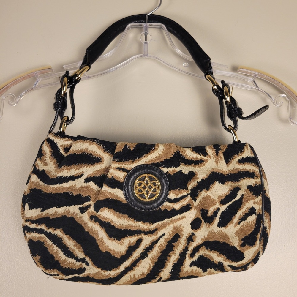 Antonio Melani Tiger Animal Print Chenille Tapestry Baguette Shoulder Bag